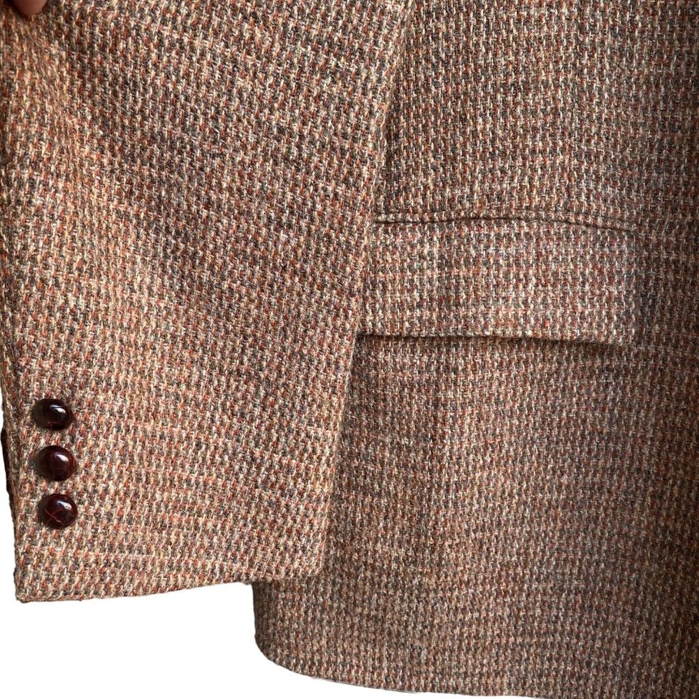 Harris Tweed Men's Scottish Wool Blazer Jacket Size 40  Brown 2 Button Vintage - Picture 14 of 16